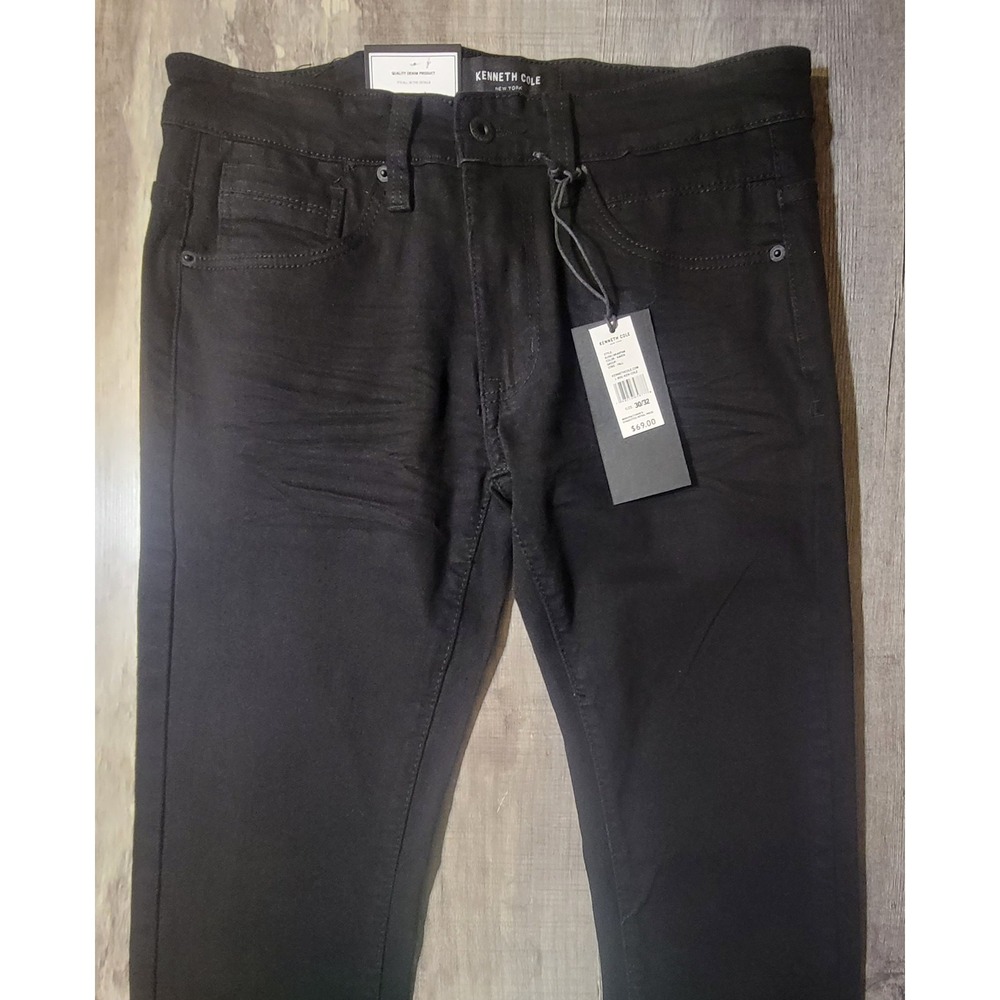 Kenneth Cole Cole Slim Fit #3 Mens 30x32 Black Denim Jeans Stretch Pants NWT